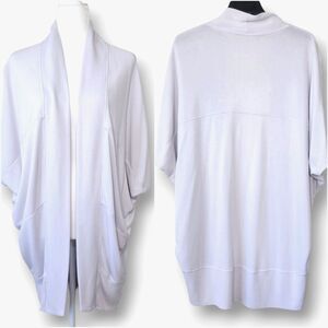 Athleta Open Front Cardigan Small Soft Modal Fog Gray Serenity Wrap Gym Yoga